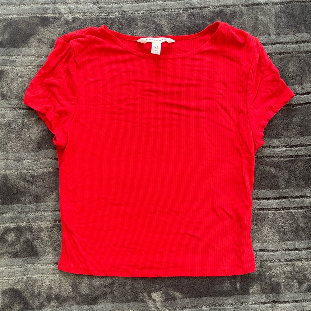 Red Ribbed Teens Crop Top